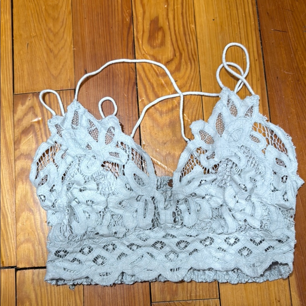 Free People Lace Bralette in Light Gray
